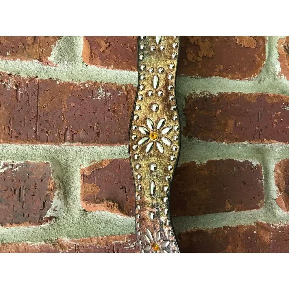 Brown Rhinestone‎ leather belt